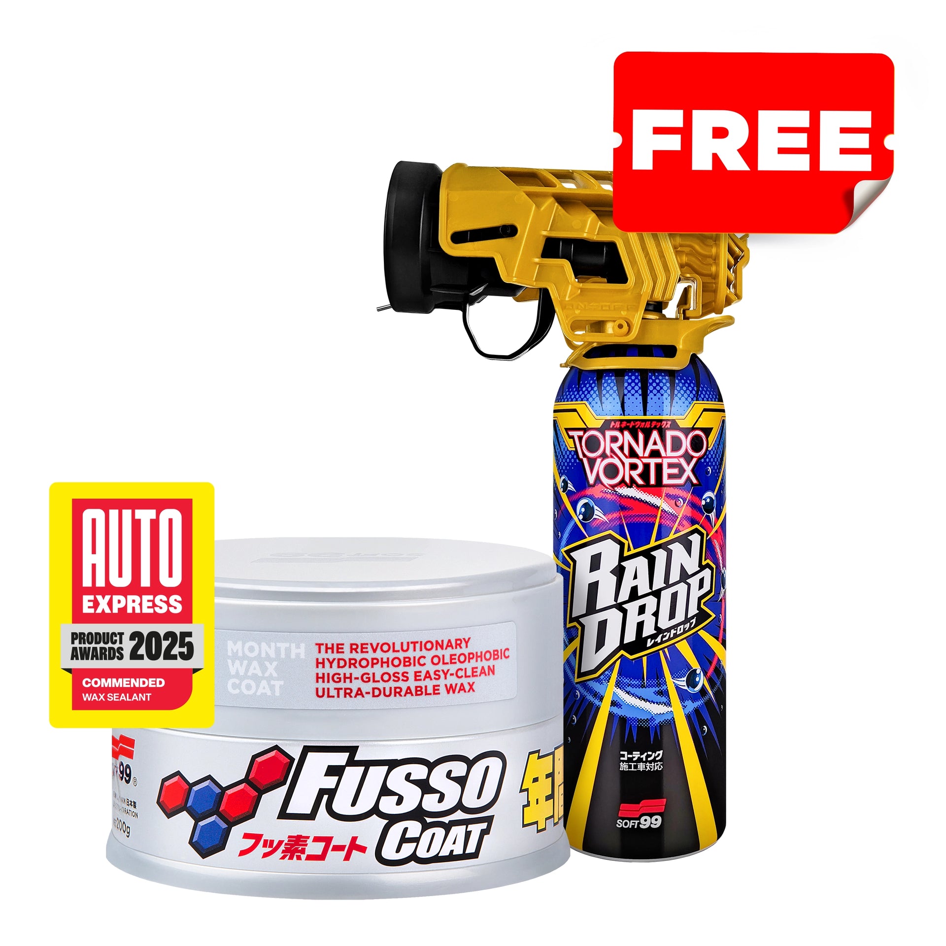 Fusso Coat 12 Months Light + Rain Drop Tornado Vortex, car wax for light-coloured paints + spray coating