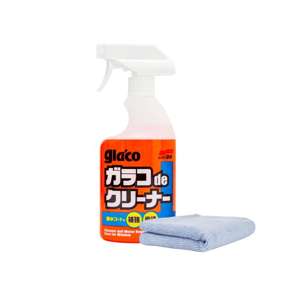 Glaco De Cleaner + G'zox Microfiber Cloth, glass cleaning agent and liquid wiper, 400 ml
